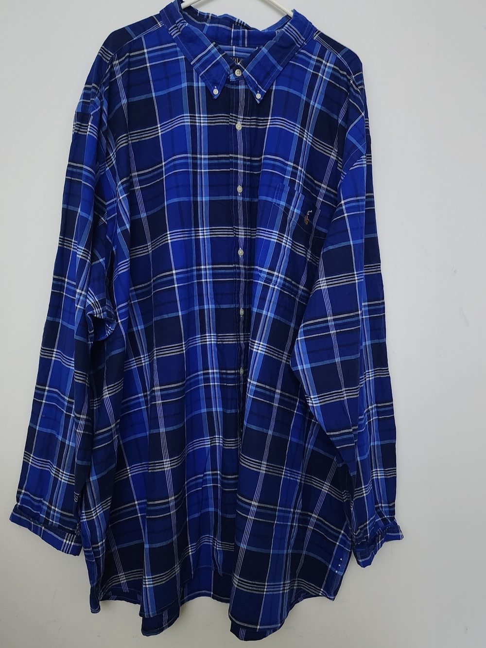 Polo Ralph Lauren Shirt Mens Size 6XB Blue Plaid Pony Casual Button- Down